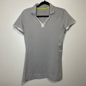 Nike Golf Women's Striped Short Sleeve Polo Gray/White size Medium